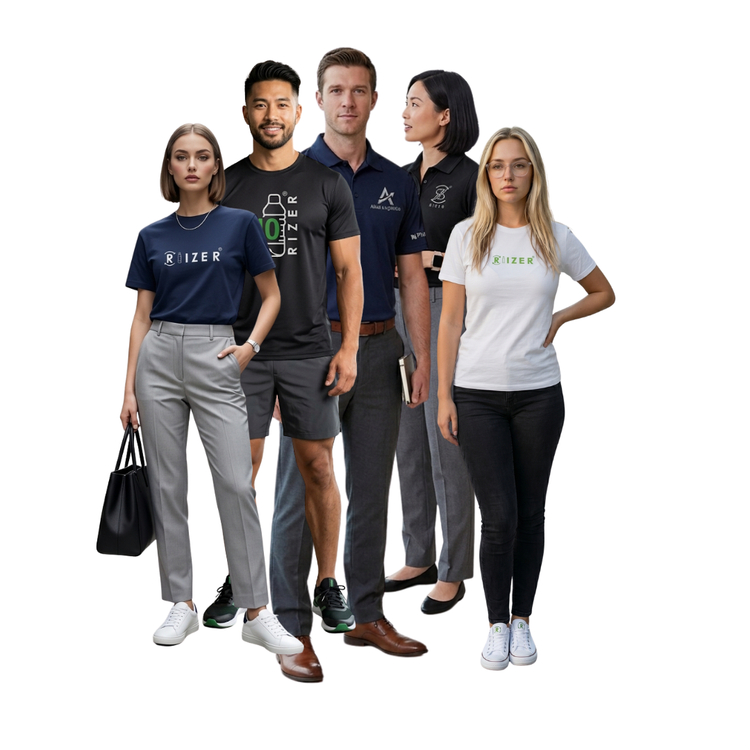 Sustainable corporate and university event t-shirts by RIZER